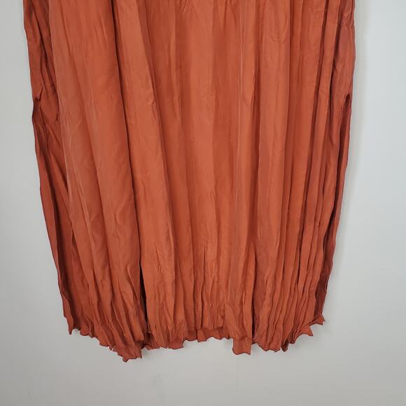 Go Silk Crinkle Cut Midi Dress Washable Silk Cayenne V-Neck Orange Size S NEW - Picture 5 of 11